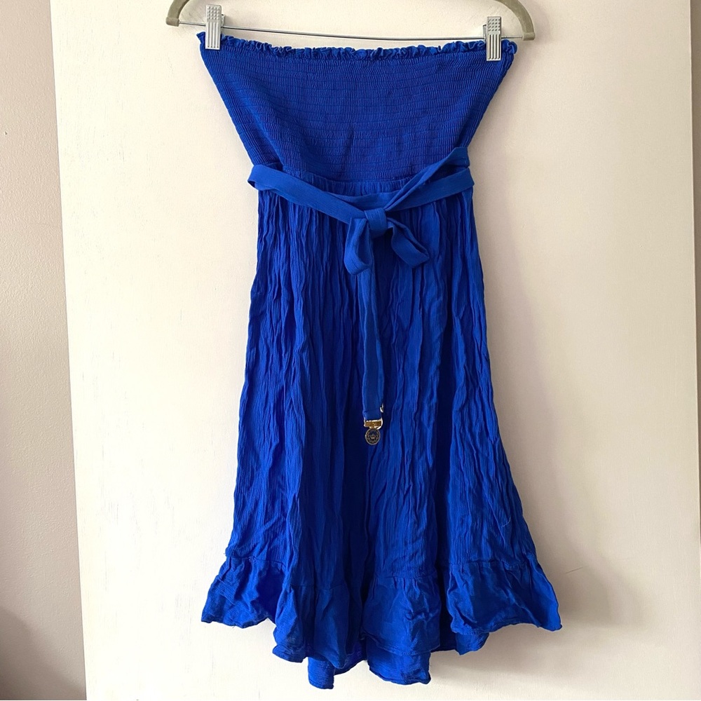 Juicy Couture Cobalt Blue Smocked Ruffle Beach Dress